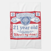 21e verjaardag drink legaal, waar is mijn drink theedoek (Verticaal)