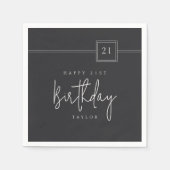 21e verjaardag Eenvoudige minimalistische flat zwa Servet (Voorkant)