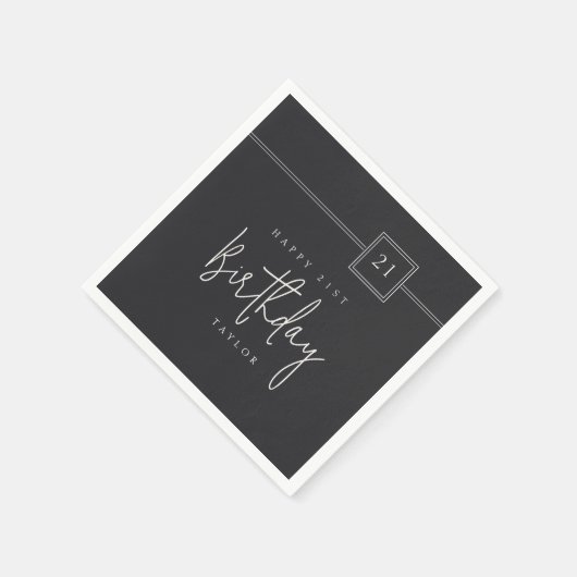 21e verjaardag Eenvoudige minimalistische flat zwa Servet (Hoek)