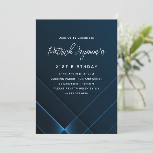 21e verjaardag Eenvoudige moderne donkerblauwe geo Kaart (Staand voorkant)