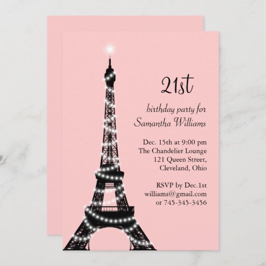 21e verjaardag Eiffeltoren Kaart (Voorkant / Achterkant)