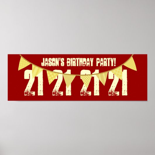 21e verjaardag Eigen naam YELLOW BANNERS F09 Poster (Voorkant)