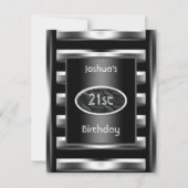 21e verjaardag Elegant Black Metal Mannen 3 Kaart (Voorkant)
