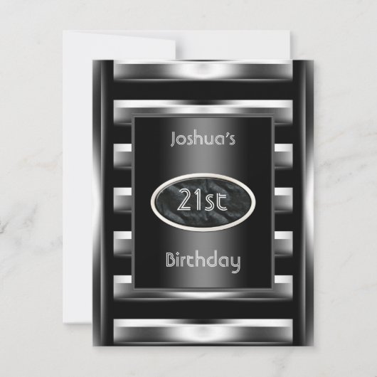 21e verjaardag Elegant Black Metal Mannen 3 Kaart (Voorkant)