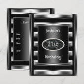 21e verjaardag Elegant Black Metal Mannen 3 Kaart (Voorkant / Achterkant)