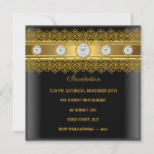 21e verjaardag Elegant Lace Black Gold Diamond Kaart (Achterkant)