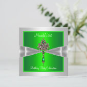 21e verjaardag Elegant Lime Green Silver White Bow Kaart (Staand voorkant)