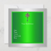 21e verjaardag Elegant Lime Green Silver White Bow Kaart (Achterkant)