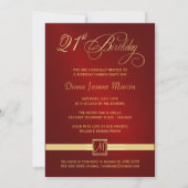 21e verjaardag Elegant Red Photo Invitations Kaart (Achterkant)