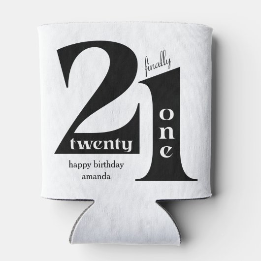 21e verjaardag Elegante Typografie Verjaardagsfees Blikjeskoeler (Achterkant)