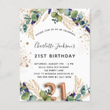 21e verjaardag eucalyptus greenery glitter elegant