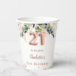 21e verjaardag eucalyptus greenery glitter monogra papieren bekers
