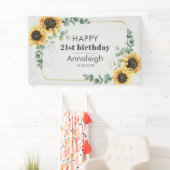 21e verjaardag Eucalyptus Sunflower Geometric Flor Spandoek (Insitu)