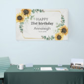 21e verjaardag Eucalyptus Sunflower Geometric Flor Spandoek (Beurs)