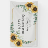 21e verjaardag Eucalyptus Sunflower Geometric Flor Spandoek (Verticaal)