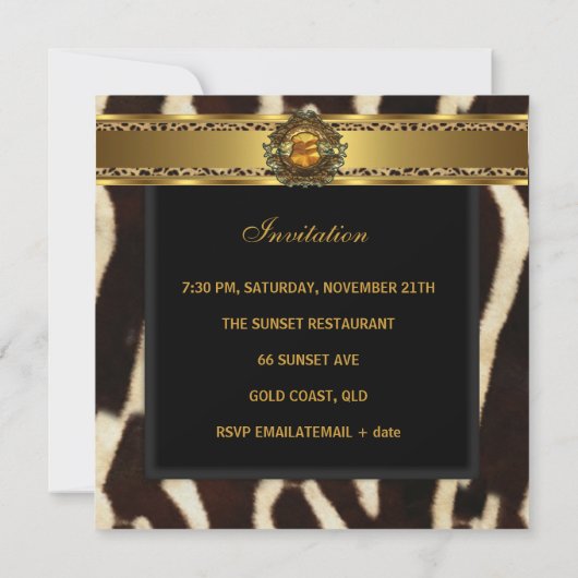 21e verjaardag Exotic Wild Black Gold Kaart (Achterkant)