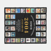 21e verjaardag Familie Fotocollage 32 foto's Fleece Deken (Voorkant (Horizontaal))