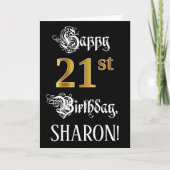 21e verjaardag — Fancy script; Faux Gold Kijk; naa Kaart (Voorkant)