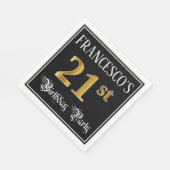 21e verjaardag — Fancy script, Faux Gold look Servet (Hoek)