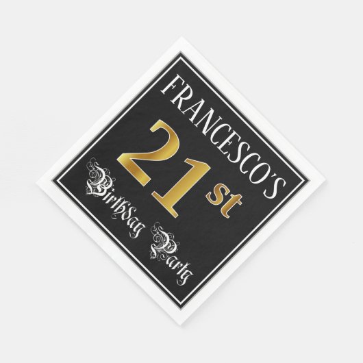 21e verjaardag — Fancy script, Faux Gold look Servet (Hoek)