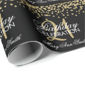 21e verjaardag Faux Glitter Confetti Gold Black Cadeaupapier (Rol Hoek)
