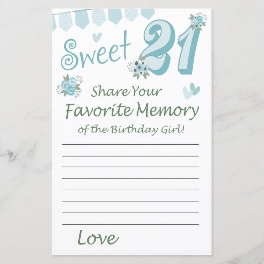 21e verjaardag Favoriete herinnering van het meisj (Voorkant)