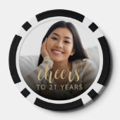 21e verjaardag feest foto juichen poker chips (Achterkant)
