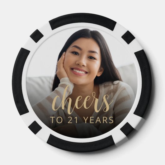 21e verjaardag feest foto juichen poker chips (Achterkant)