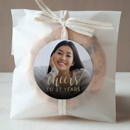 21e verjaardag feest foto juichen ronde sticker