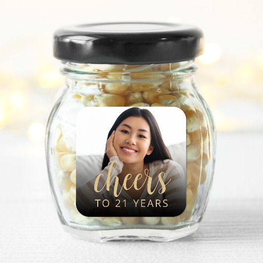 21e verjaardag feest foto juichen vierkante sticker