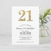 21E VERJAARDAG FEEST INVITE moderne gouden glitter Kaart (Staand voorkant)