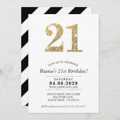21E VERJAARDAG FEEST INVITE moderne gouden glitter Kaart (Voorkant / Achterkant)
