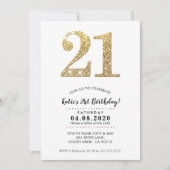 21E VERJAARDAG FEEST INVITE moderne gouden glitter Kaart (Voorkant)