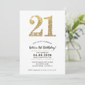 21E VERJAARDAG FEEST INVITE moderne gouden glitter Kaart (Staand voorkant)