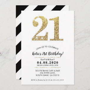 21E VERJAARDAG FEEST INVITE moderne gouden glitter Kaart
