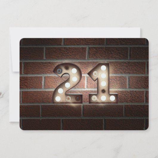 21e verjaardag Feest-markttent lichten op baksteen Kaart (Voorkant)