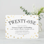 21e VERJAARDAG FEEST stijlvolle gouden confetti sp Kaart (Staand voorkant)