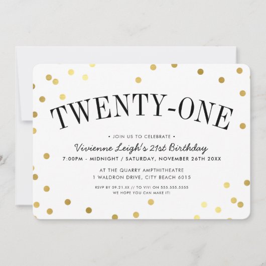 21e VERJAARDAG FEEST stijlvolle gouden confetti sp Kaart (Voorkant)