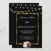 21e verjaardag feilloze Rozen zwart Kaart (Voorkant / Achterkant)