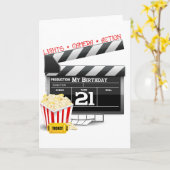 21e verjaardag filmpartij kaart (Gele Bloem)