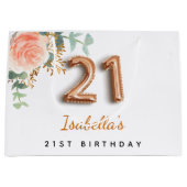 21e verjaardag floraal roos goud eucalyptusverjaar groot cadeauzakje (Voorkant)