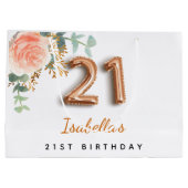 21e verjaardag floraal roos goud eucalyptusverjaar groot cadeauzakje (Achterkant)