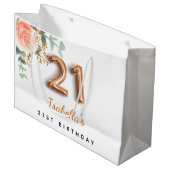 21e verjaardag floraal roos goud eucalyptusverjaar groot cadeauzakje (Voorkant Gekanteld)