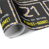 21e verjaardag: Floral Flowers Number, Custom Name Cadeaupapier (Rol Hoek)
