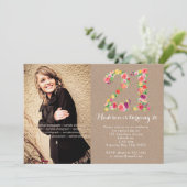 21e verjaardag Floral Girls Party Foto Kaart (Staand voorkant)