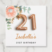 21e verjaardag florale roos goud eucalyptusmonogra bedankjes labels (Voorkant)