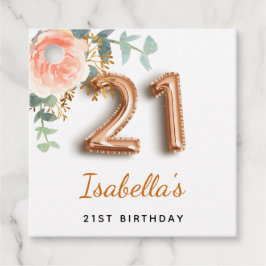 21e verjaardag florale roos goud eucalyptusmonogra bedankjes labels