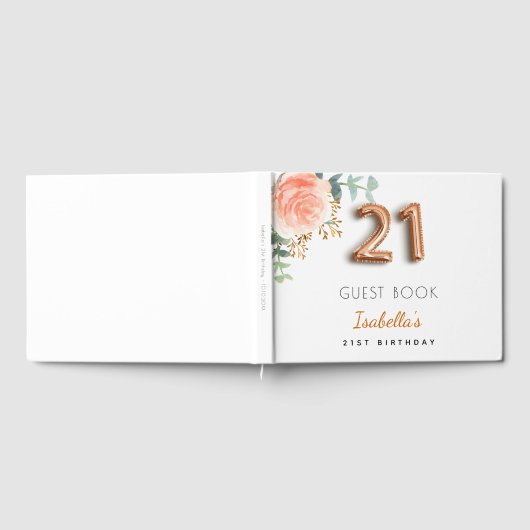 21e verjaardag florale roos goud eucalyptusmonogra gastenboek (Volledig)