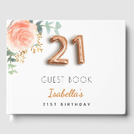 21e verjaardag florale roos goud eucalyptusmonogra gastenboek