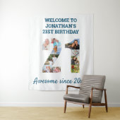 21e verjaardag Foto Collage achtergrond foto's Wandkleed (In situ)